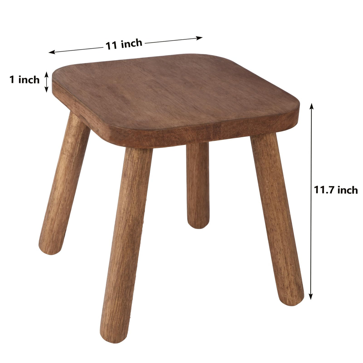 Jurath Natural Solid Wood Step Stool Wood Stool for Kids 11.7'' Sturdy Sitting Stool Wooden Step Stool for Adults Square Stool Wood Plant Stand Small Foot Stool with Four Detachable and Assembled Legs Jurath