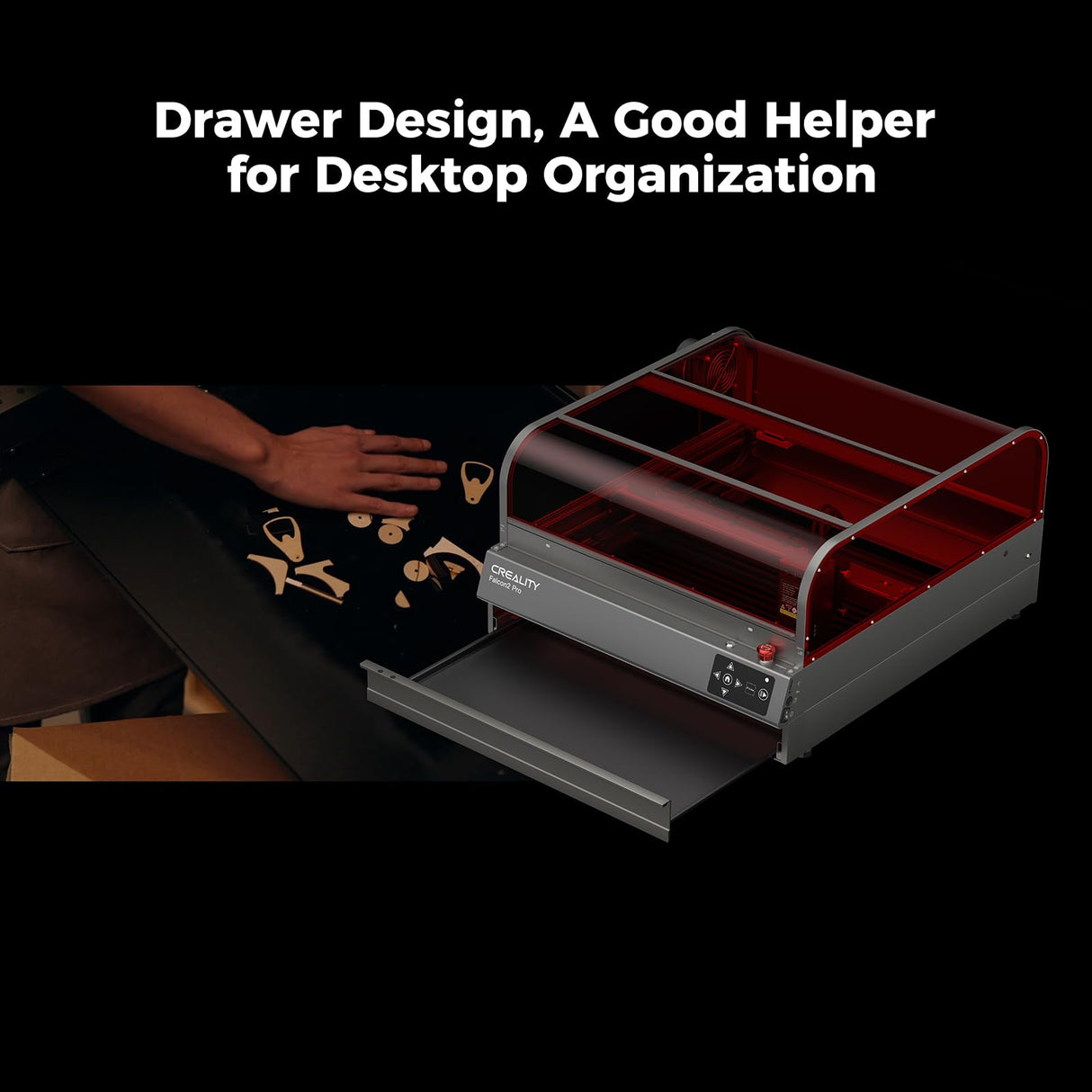 Creality Falcon2 Pro 22W Laser Engraver - Laser Cutter with Integrated Enclosure, Intelligent Camera, 500mm/s, Air Assist, Laser Cutter and Engraver Machine for Batch Process Wood, Acrylic and Metal Creality