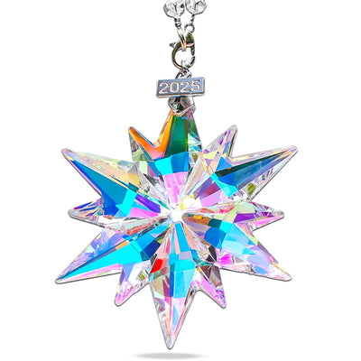 2025 Annual Christmas Ornaments Crystal Snowflake Star, Sparkly Crystal Ornaments for Christmas Tree, Beautiful Christmas Ornaments for Women Girls