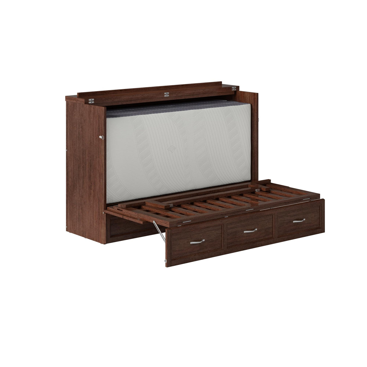 AFI, Northfield Murphy Bed Chest Queen with 6" Mattress, Storage Drawer & Built-in USB Charger, Burnt Amber AFI