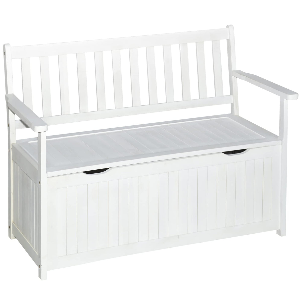 Outsunny 41 Gallon White Wooden Outdoor Storage Bench with Waterproof Lining and 2-Seat Capacity Outsunny