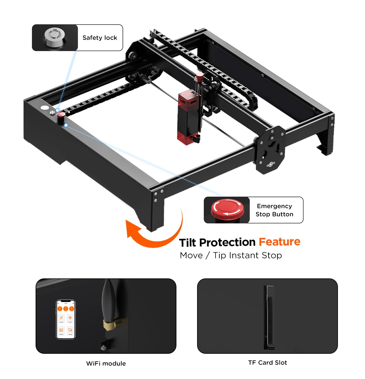 ACMER Laser Engraver Machine 10W Output Power, Laser Engraving Machine 0.06mm High Precision Laser Cutter and Engraver for Wood and Metal,Paper,Acrylic,Glass,Leather Etc ACMER