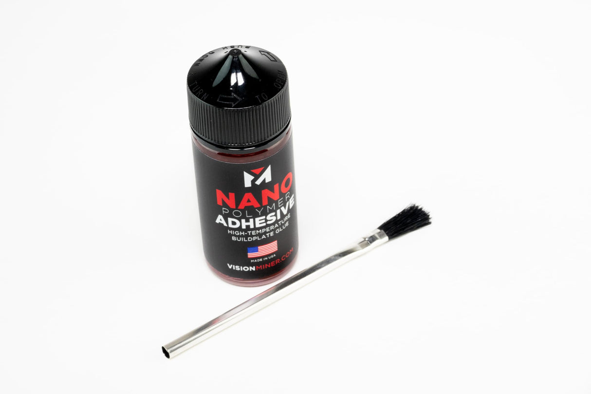 Nano Polymer Adhesive (50ml) - Ultimate 3D Printing Bed & Build Plate Adhesion - No Mess, Non-Toxic, Works for PLA, ABS, PEI, PEEK, Nylon, PC and More. Easy Application, Easy to Clean! Vision Miner