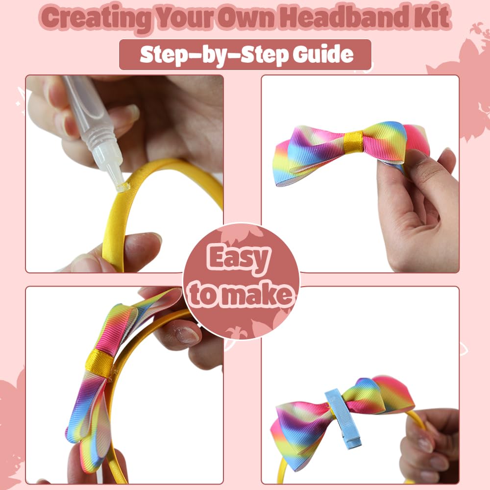 Headband Making Kit - Crafts for Girls Ages 6-8, Includes 12 Headbands, DIY Hair Accessories for Kids Parties Sixth Space