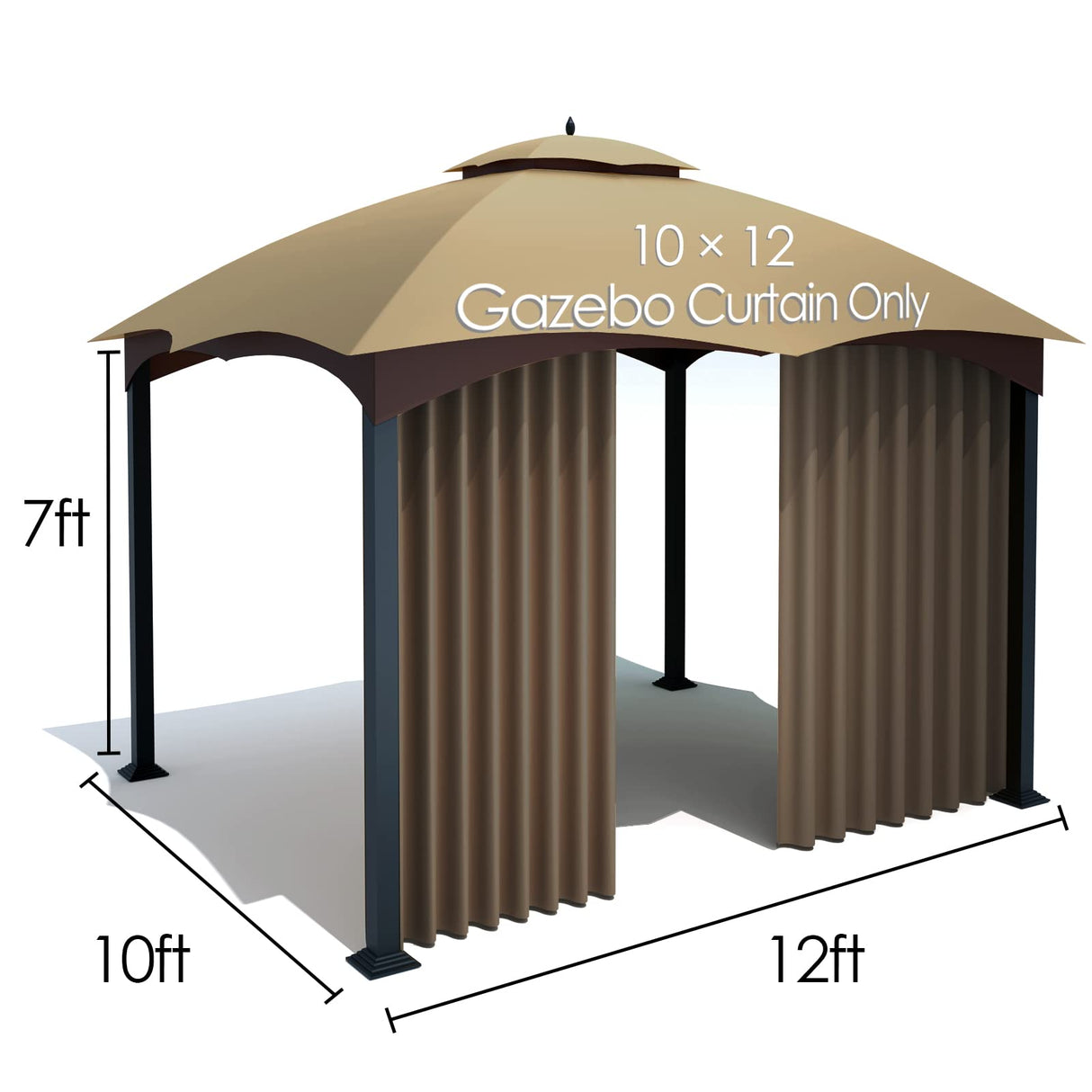 Tanxianzhe Gazebo Replacement Privacy Curtain with Zipper Outdoor Universal Privacy Panel Sidewall for 10' x 12' Gazebo (Brown) Tanxianzhe
