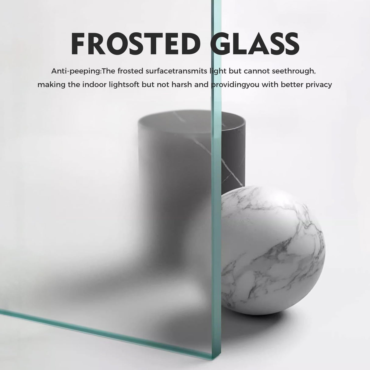 S&Z TOPHAND® 36 in x 84 in Glass Sliding MDF Barn Door with 6.6FT Sliding Door Hardware Kit, 5 Tempered Frosted Glass, Slab Inside Covered with Water-Proof PVC Surface, Simple DIY Assembly S&Z TOPHAND