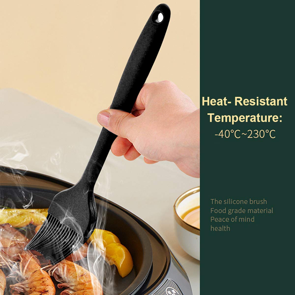 MIFASOO 2 Pack Heat Resistant Silicone Basting Brush,Black Long Handle Pastry Brush for Grilling, Baking, BBQ and Cooking MIFASOO