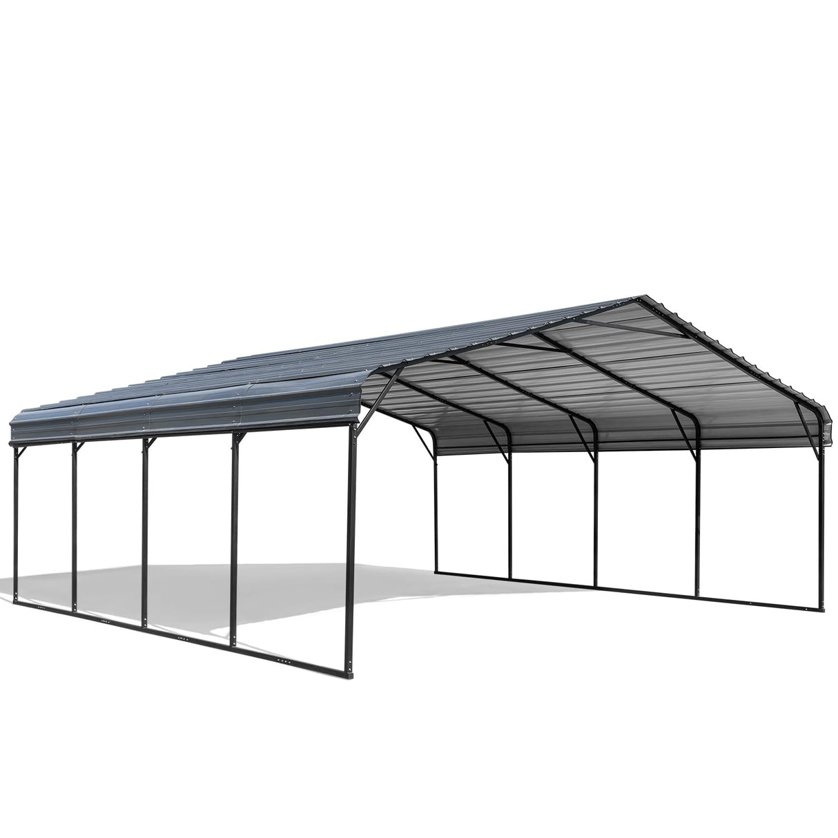 EROMMY 20x20 FT Metal Carport, Heavy Duty Car-Shelter with Galvanized Steel Roof and Frame, Sturdy Car-Shed in All Weathers, Easy Assembly Car-Canopy for 2 Cars, SUV, Tractors and Boat, Gray EROMMY