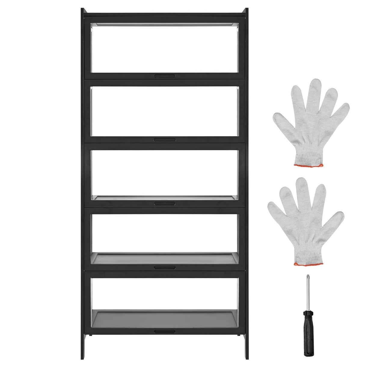 VEVOR Display Cabinet with Acrylic Doors, 68 in Tall 5-Tier Curio Cabinet, Natural Wooden Fame, Collectibles Toy Organizers Rack & Display Case, Bookshelf for Home, Office, Playroom, Living Room VEVOR