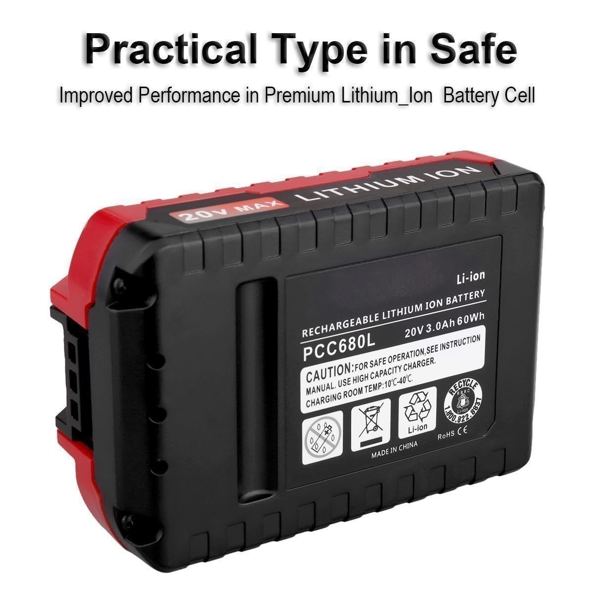 Biswaye 2 Pack 20V MAX Lithium Battery PCC680L Replacement for Porter Cable 20V Tools Battery PCC681L PCC682L PCC660 PCC641 PCC683L PCC685L PCC601 PCC670 Biswaye