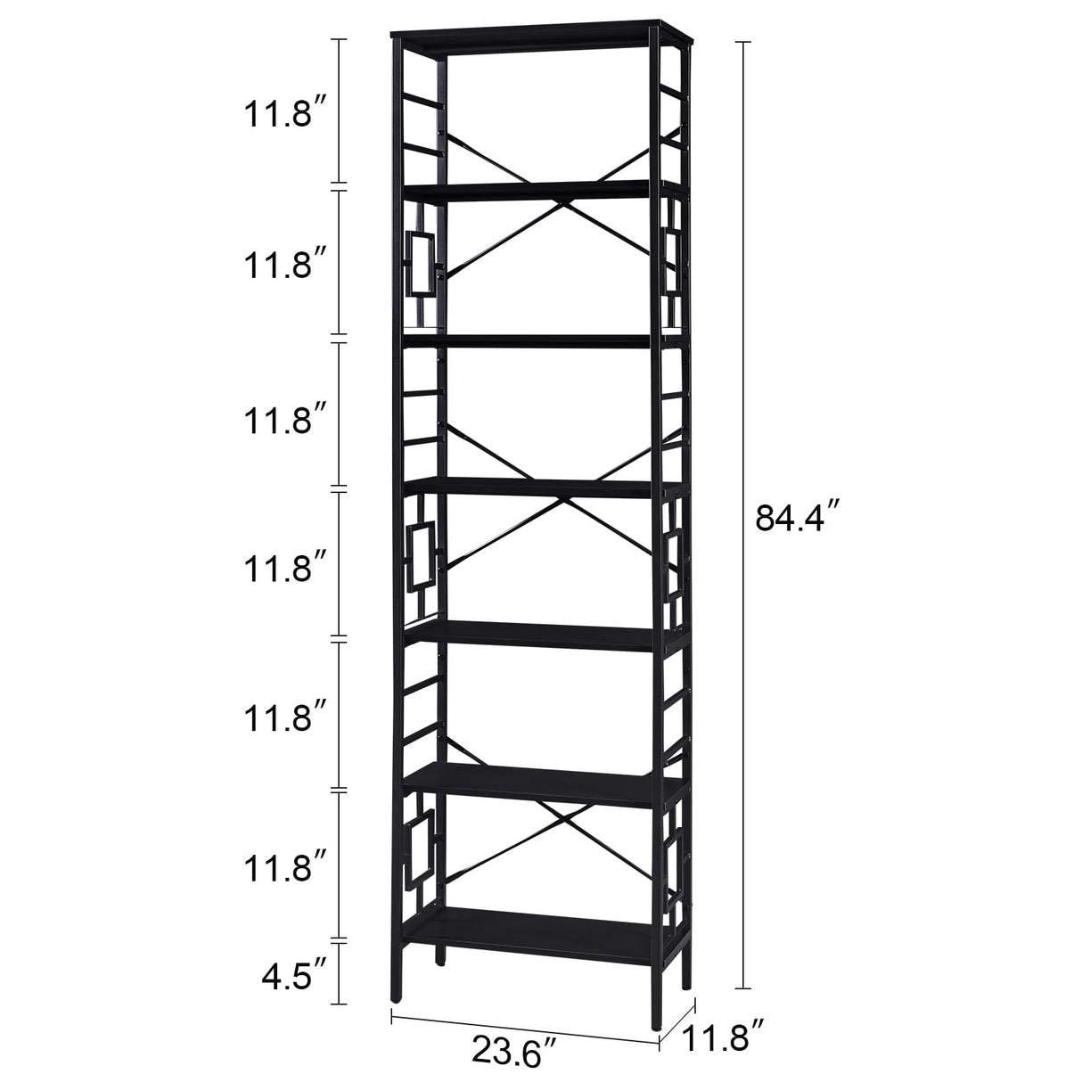 HOMISSUE Tall Bookshelf, 84 Inch Industrial Bookshelf with Metal Frame and Open Shelves, 7 Tier Metal Bookshelves and Bookcases, Rustic Tall Book Shelf for Office, Living Room and Bedroom, Black HOMISSUE