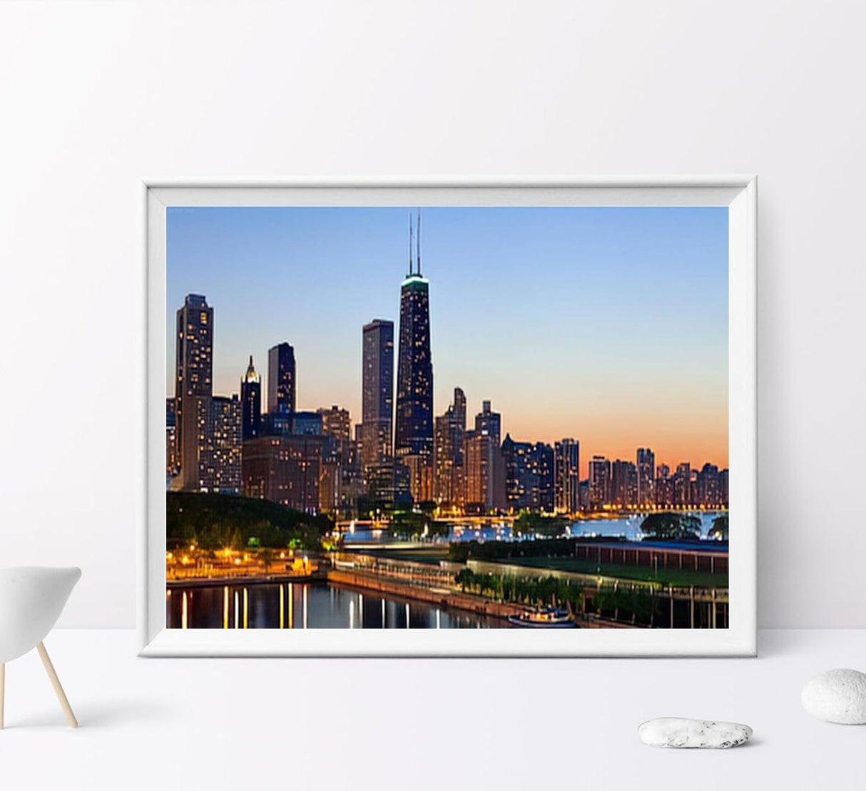 MOER SKY Chicago Skyline Diamond Painting Adult Painting Kits, Downtown Skyline at Dusk Home Bedroom Living Room Art Wall Decoration 12x16 inch MOER SKY