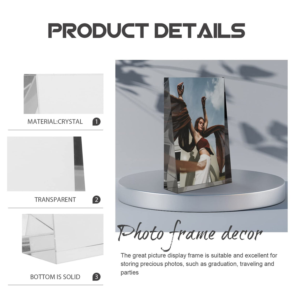 SEWACC Sublimation Blanks Crystal Tabletop Decor Crystal Diamond Photo Crystal Photo Diy Picture Decorative Photo for Wedding SEWACC