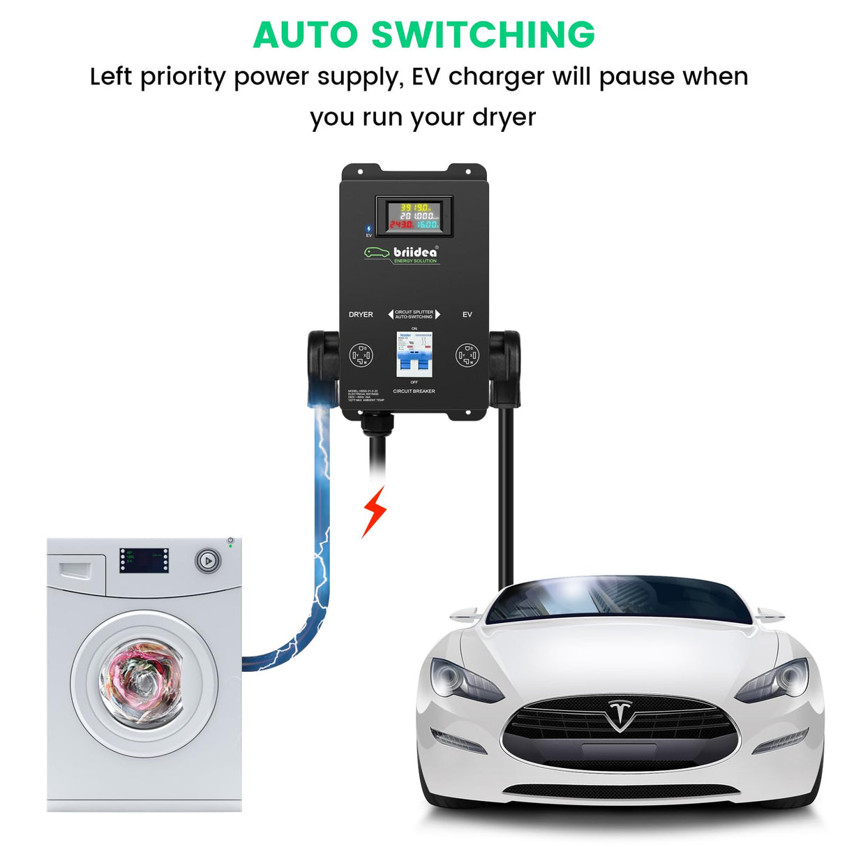 briidea Automatic Power Switch for Dryer and EV, Fast Charge Your EV, NEMA 14-30 briidea