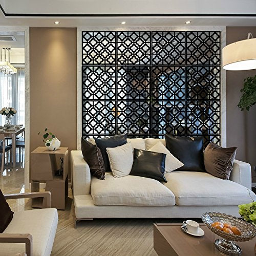KERNORV Hanging Room Divider Decorative Screen Panels Made of PVC Room Divider Panels Screen for Dining Room Bed Room Office Restaurant(Black, 12 PCS) KERNORV