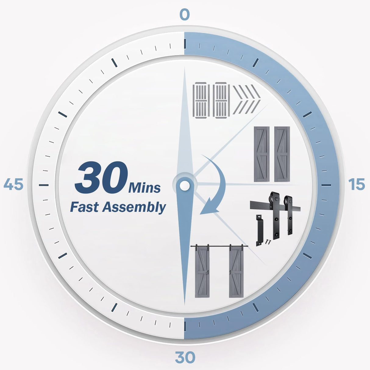 FREDBECK Gray Double 24x84 Inch Doors 48 Wood barn door with 8FT Barn Door Hardware Kit and Handle Included K Shape Spruce Double Surfaces,Simple Assembly is Required,K-Frame,Grey FREDBECK