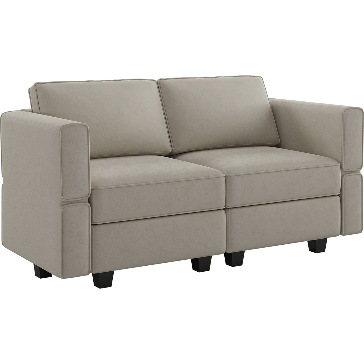 Belffin Modular Loveseat Sofa Couch with Storage Seats Velvet 2 Seater Love Seats for Small Spaces Grey Belffin