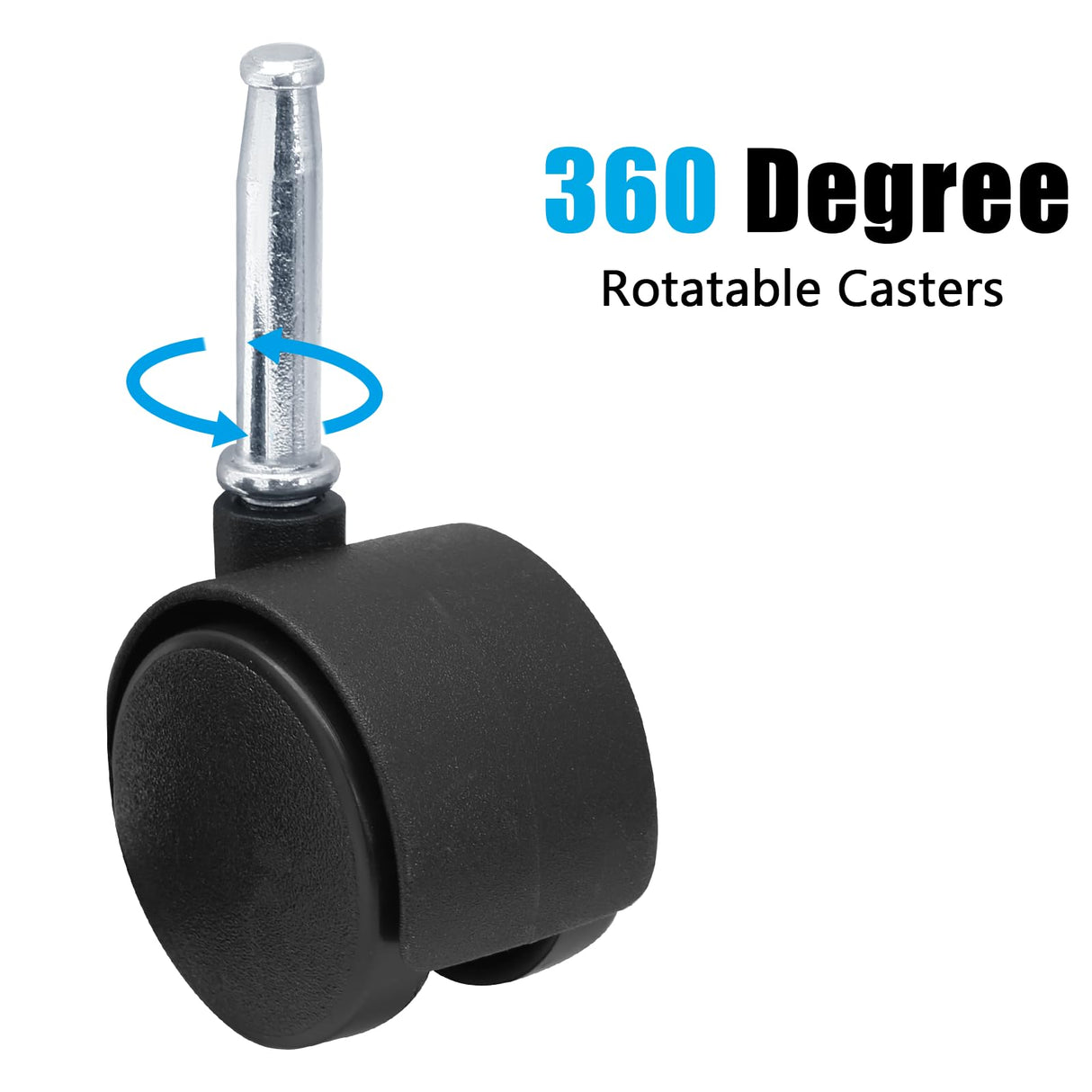 suiwotin 4pcs 1.5 Inch Swivel Caster Wheels, M8 Grip Neck Stem Caster Wheels, Heavy Duty Casters, Black Nylon Wheels Replacement for Furniture, Table, Cabinet, Shelf suiwotin