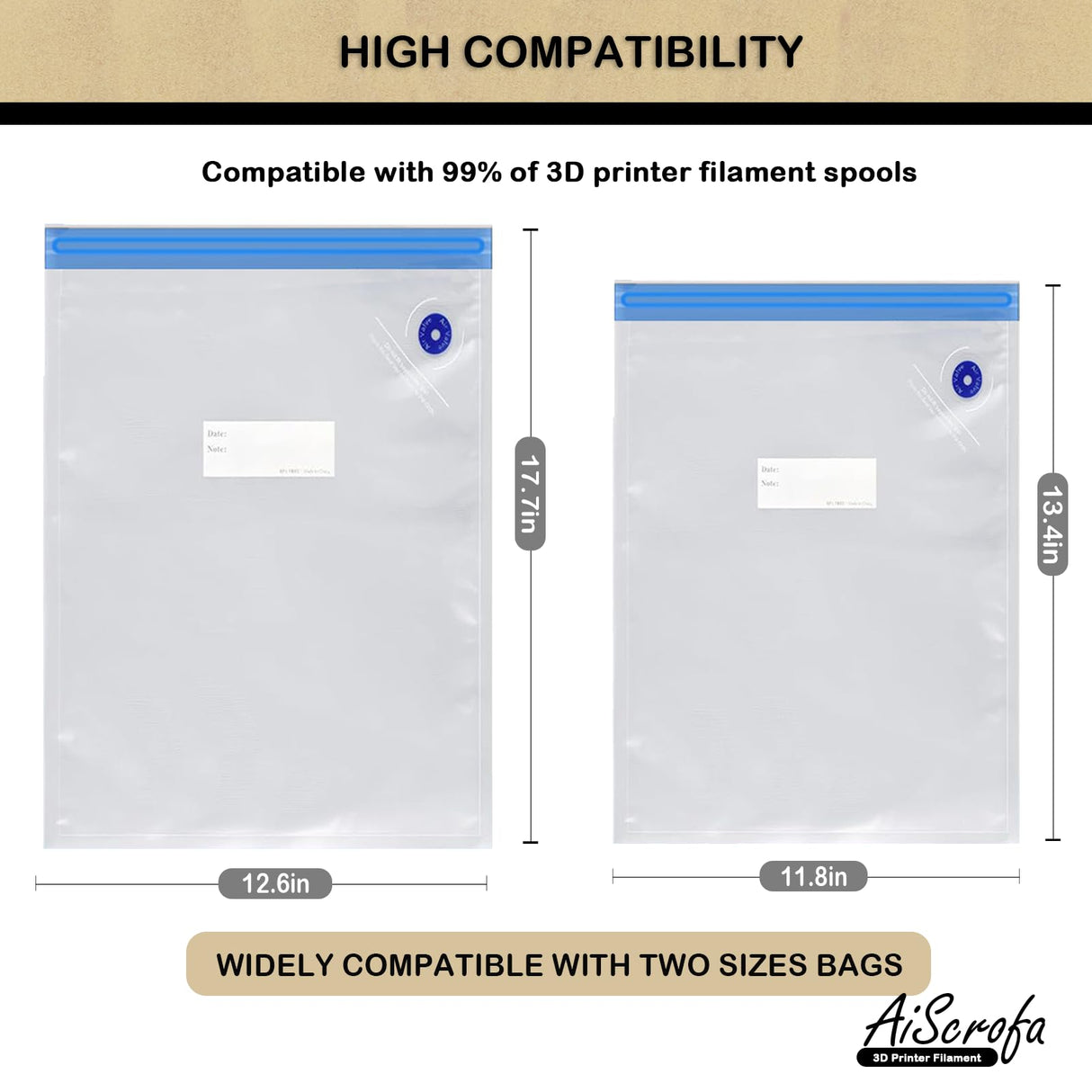 AiScrofa Filament Storage Bag Vacuum Kit with Two Sizes - 39 PCS Cleaning Drying Sealed 25 Bags for 3D Printer Filament with Desiccants/Humidity Indicator (Automatic Pumps Vacuum Bags Kit 25 Pack) AiScrofa