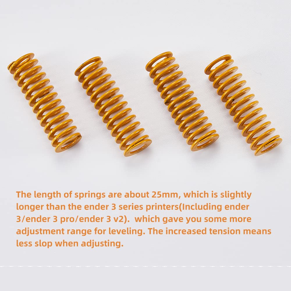 4PCS Ender 3 v2 Upgrades Bed Leveling Nuts and Ender 3 Bed Springs, 3D Printer Leveling kit Compatible for Creality Ender 3/Ender 3 S1/Ender 3 Pro/Ender 3 V2, Ender 5/5 Plus/Pro, CR-10/CR10S Makerzone