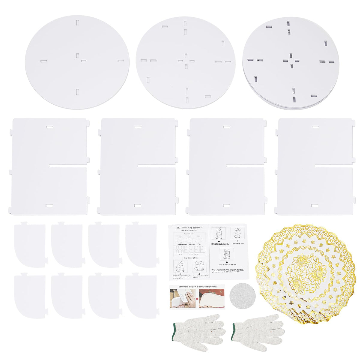 KONGKUNI 2-Tier Rotating Bookshelf Tower - Modern White 360-Degree Spinning Bookcase for Small Spaces KONGKUNI