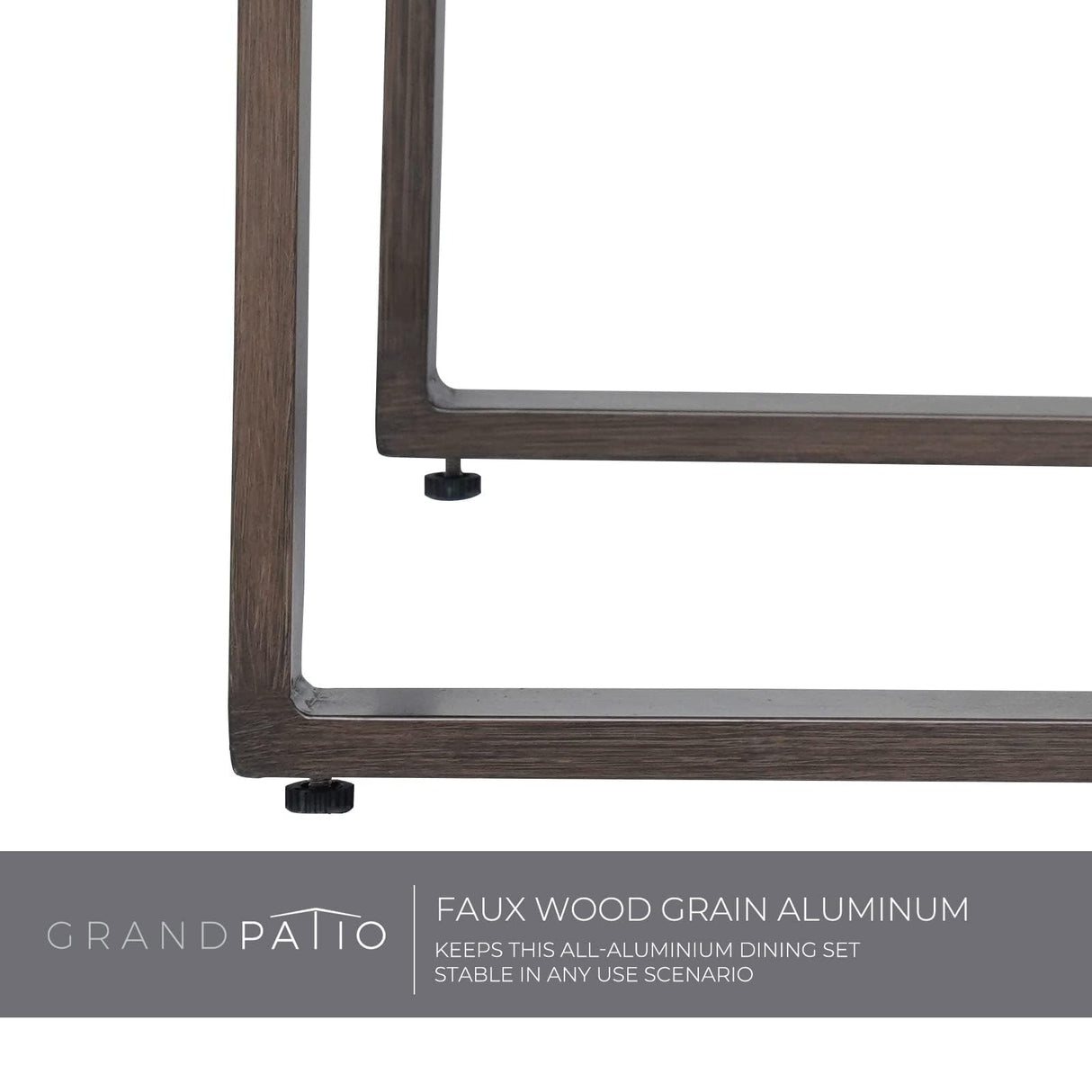 Grand patio 7 Piece Outdoor Dining Set with Faux Wood Grain Finish, Modern Alunimum Table and Chairs for 6 with Market Umbrella Hole for Garden, Backyard,Poolside,Lawn,Porch,Deck,Yard,Dark Brown Grand patio