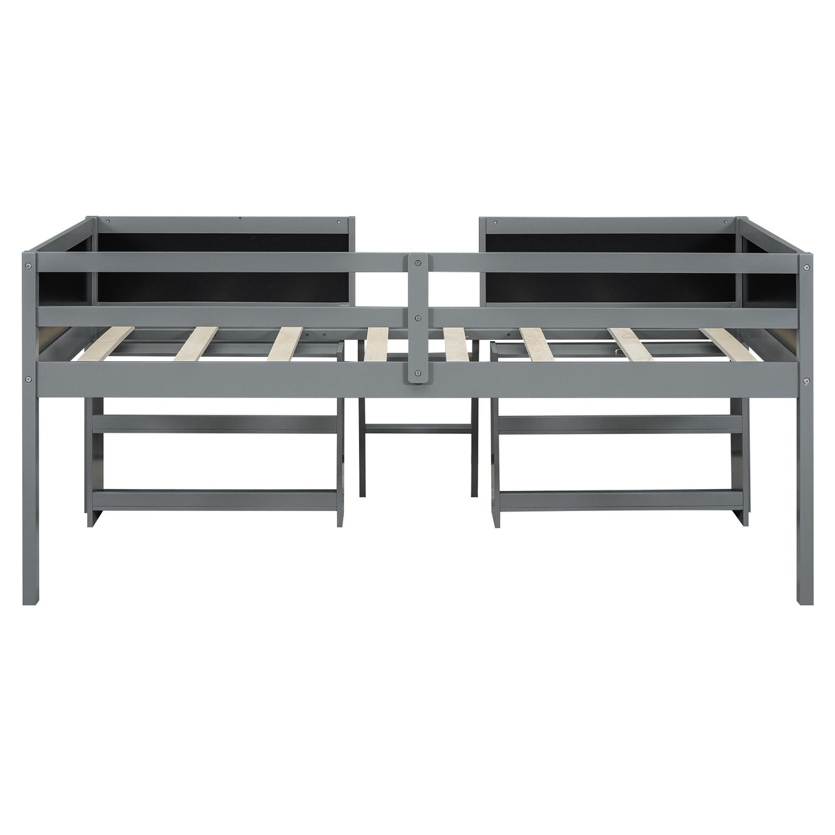 Bellemave Twin Low Loft Bed with Movable Shelves, Chalkboard, and Storage - Gray Bellemave