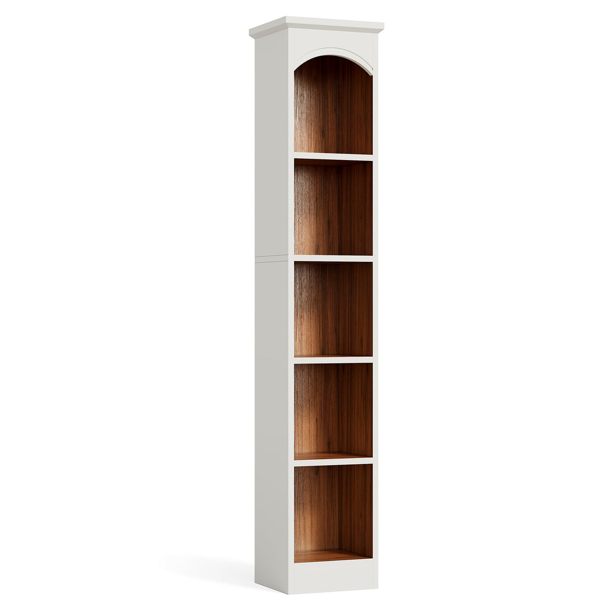 LITTLE TREE 70.9" Tall Bookcase, 5-Tier Open Bookcase with Cubes, Wood Bookshelf with Storage Space, Freestanding Narrow Bookcase for Home Office, White, 1 Pack LITTLE TREE