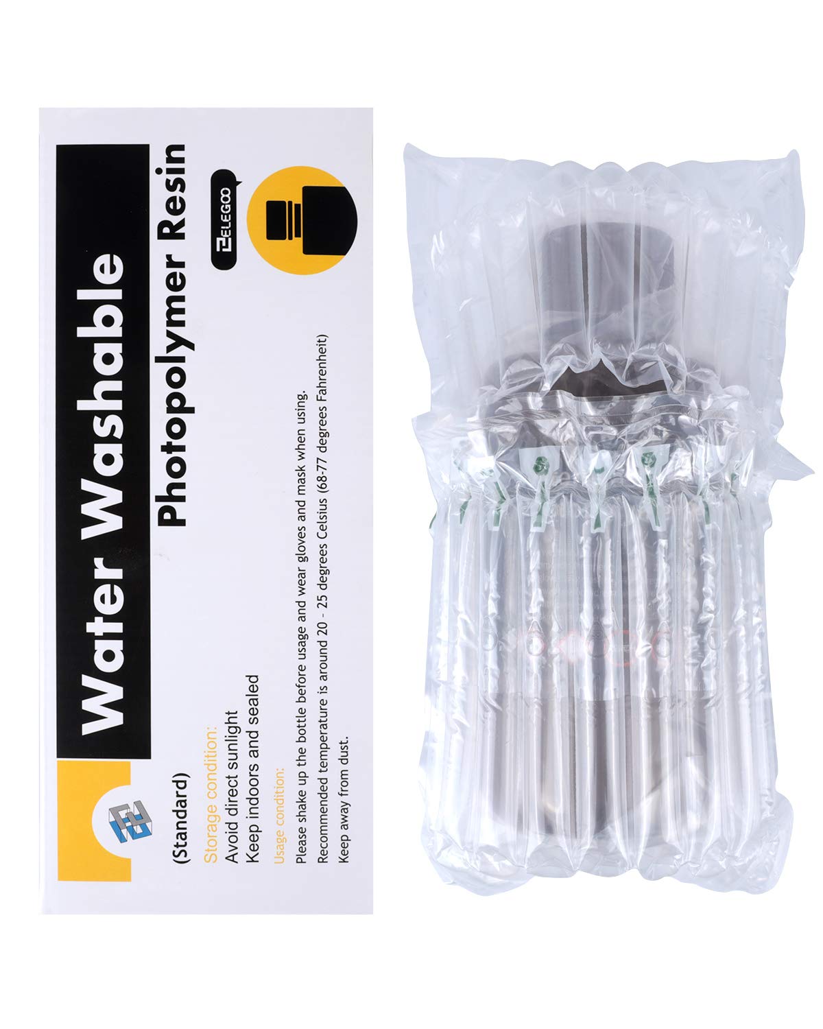 ELEGOO Water Washable 3D Printer Resin 500g Grey, Rapid Precise Printing Photopolymer Resin 405nm UV-Curing Resin for LCD/DLP/MSLA 3D Printer ELEGOO