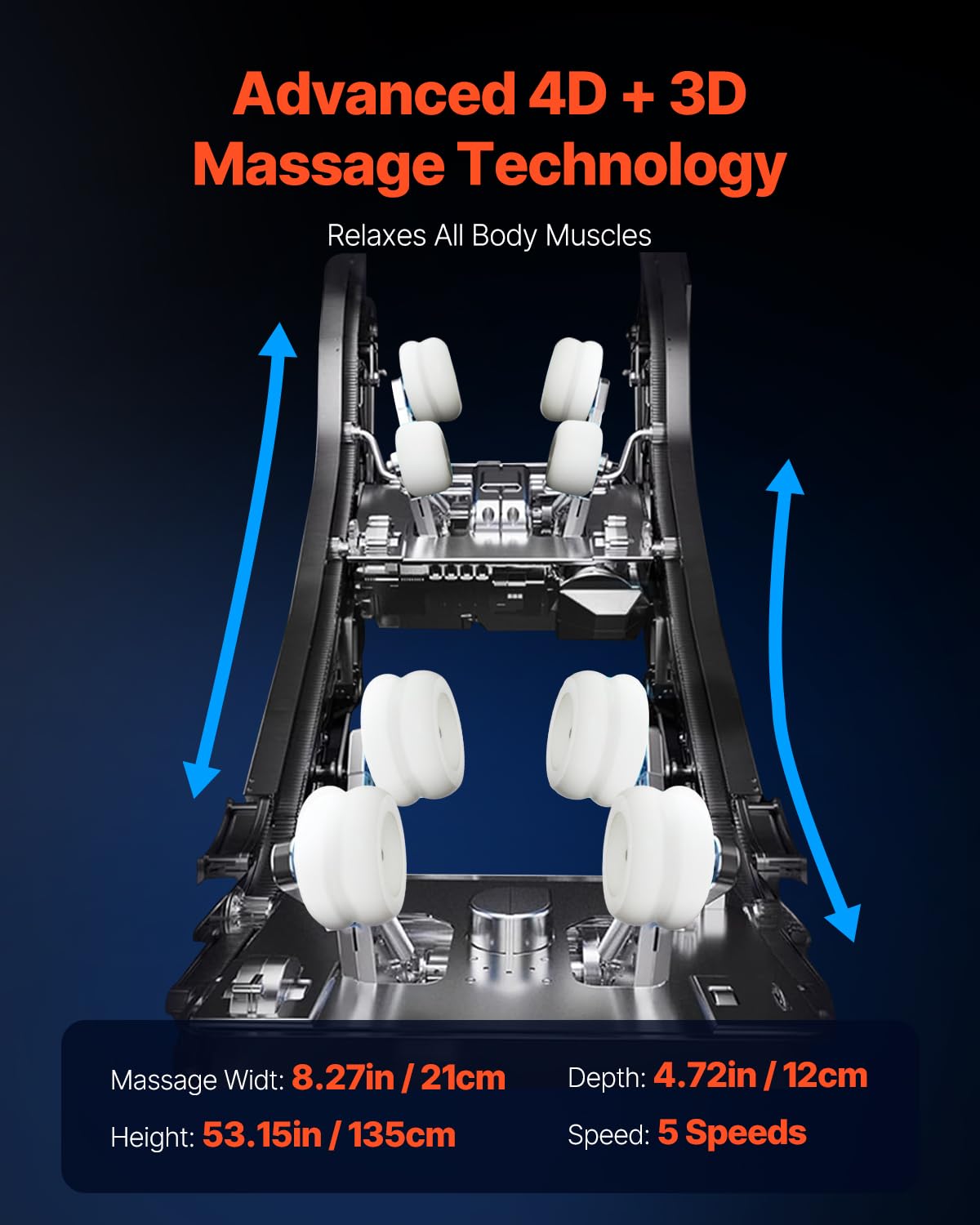 VEVOR 4D+3D Full Body Massage Chair - SL Track, AI Voice Control, Electric Extendable Footrest, Yoga Stretch, TFT Touchscreen, Home Relaxation VEVOR