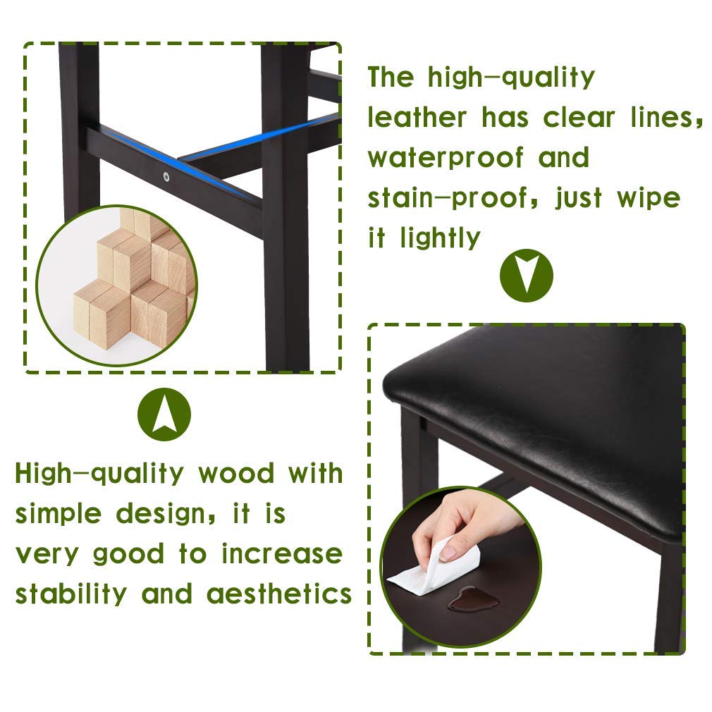 FDW Kitchen Table and Chairs for 4 Dining Room Table Set,Wood Elegant Kitchen Sets for Small Space,Dark Brown FDW