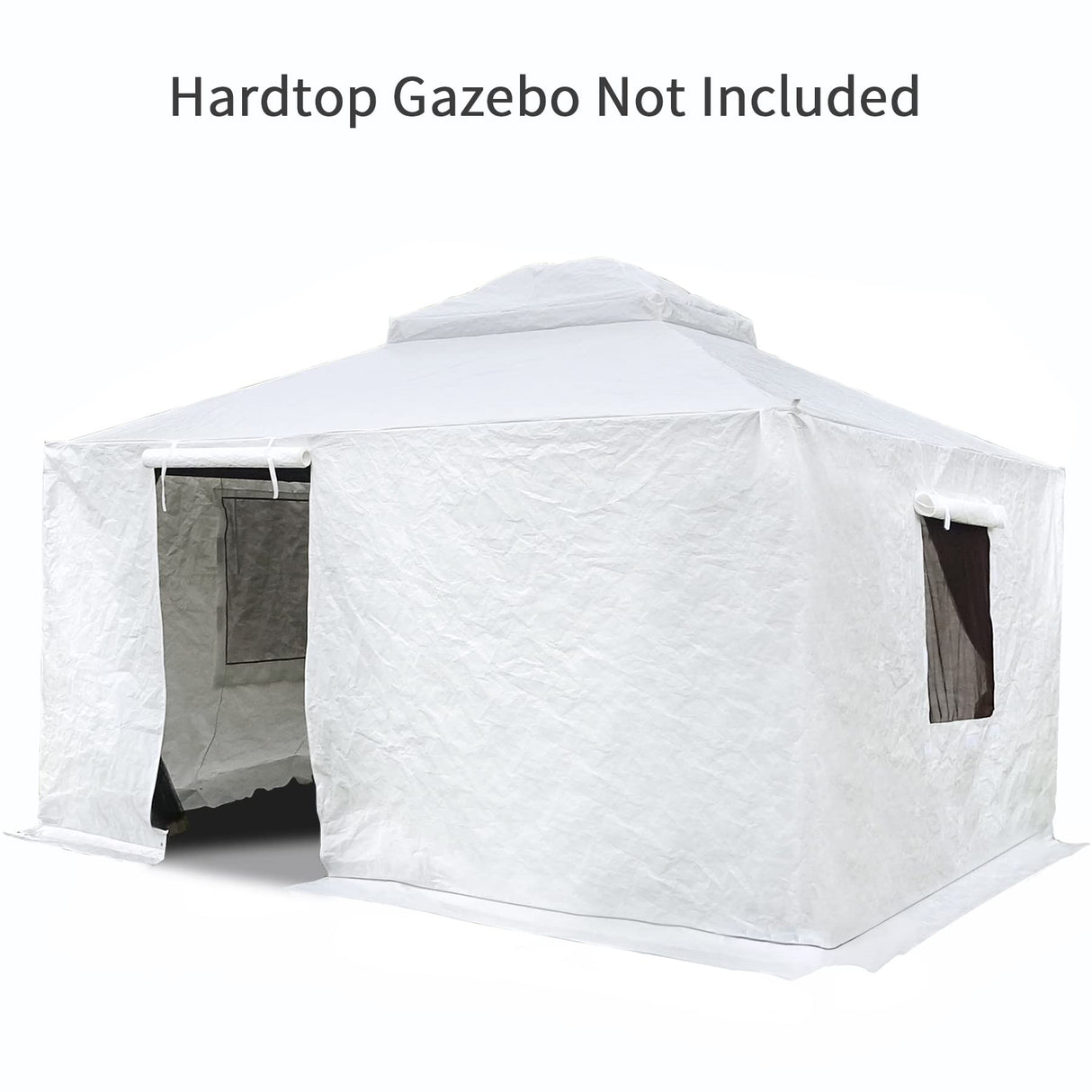 Gazebo Accessories 12' x 16' Universal Winter Gazebo Cover for Hardtop Gazebos,Enclosed Cover with Sidewalls and Mesh Windows Waterproof (White) by domi outdoor living domi outdoor living