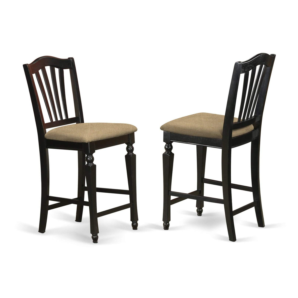 East West Furniture CHS-BLK-LC Chelsea Counter Dining Chairs - Faux Leather Upholstered Solid Wood Chairs, Set of 2, Black East West Furniture