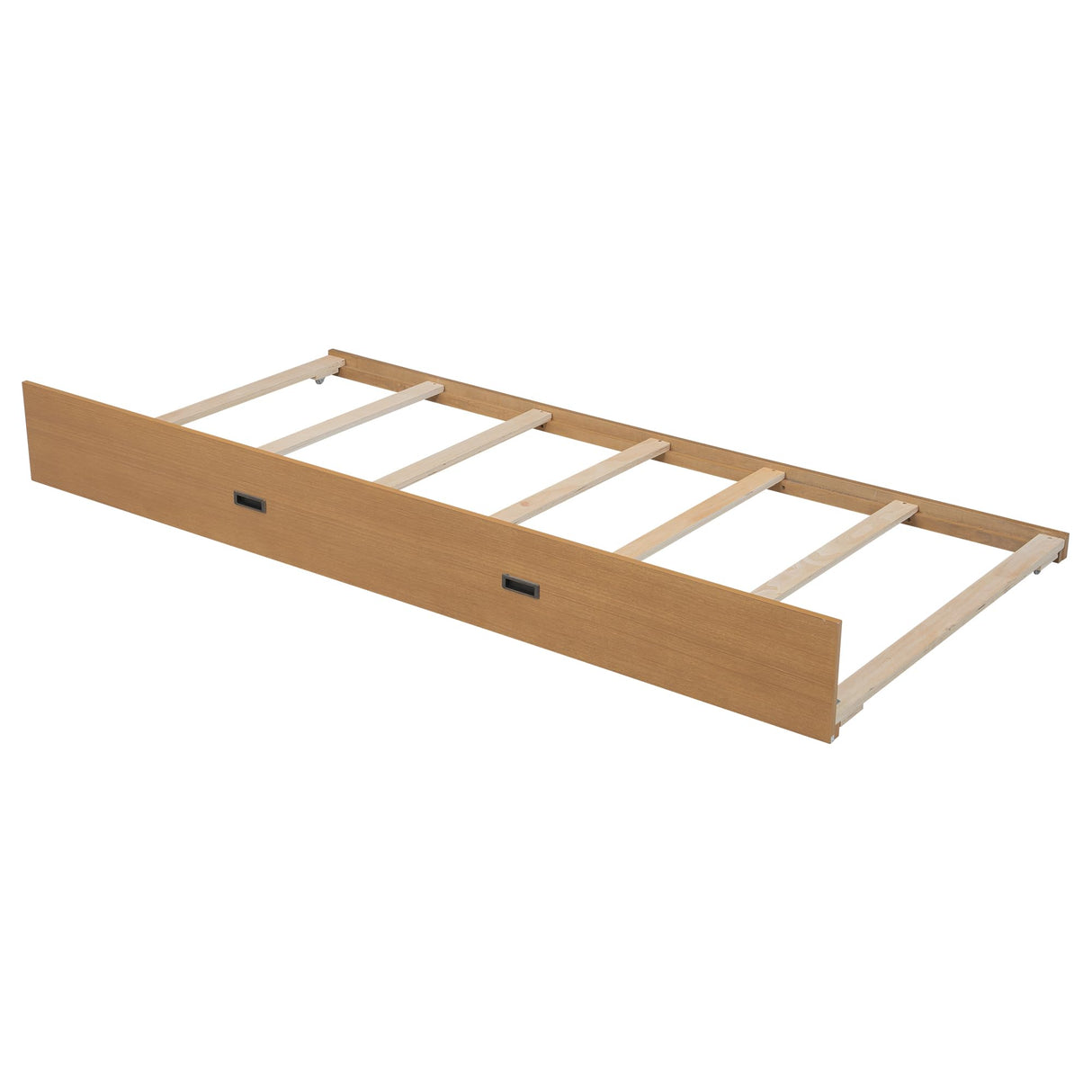 Queen Over Queen Size Bunk Bed with Trundle for Kids/Adults,Solid Wood Bunk Bed Frame Queen Size with Ladder & Safety Guardrails,Wood Color Bellemave