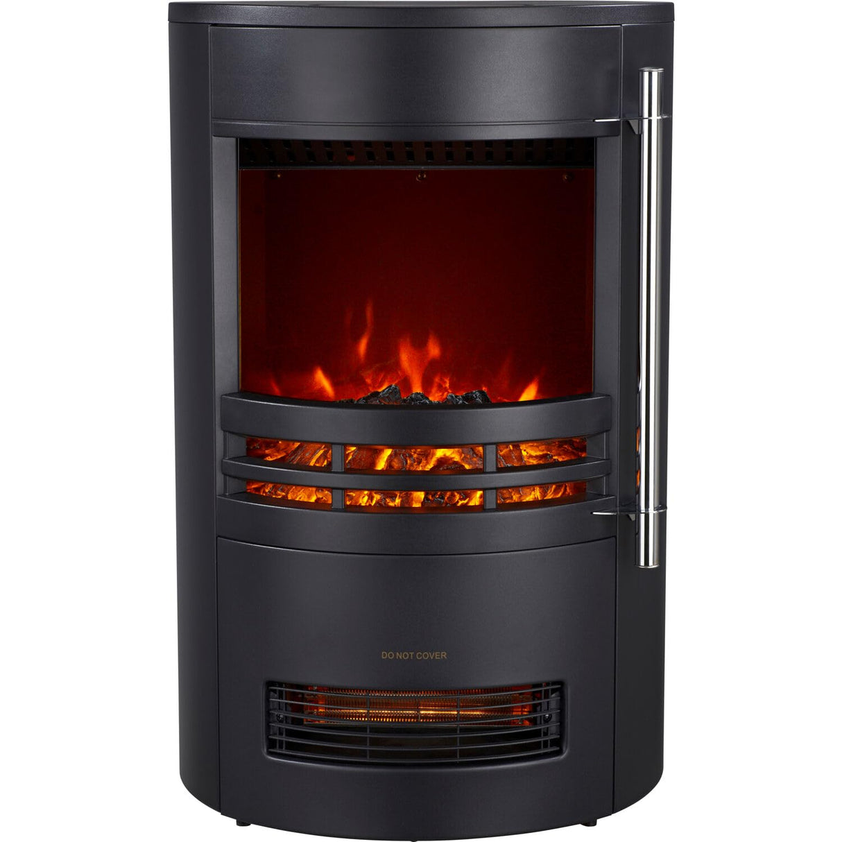 Cambridge Round Freestanding Electric Fireplace with Remote Control, Realistic Flame Indoor Space Heater with Rounded Viewing Window for Living Room, Bedroom, Basement CAMBRIDGE