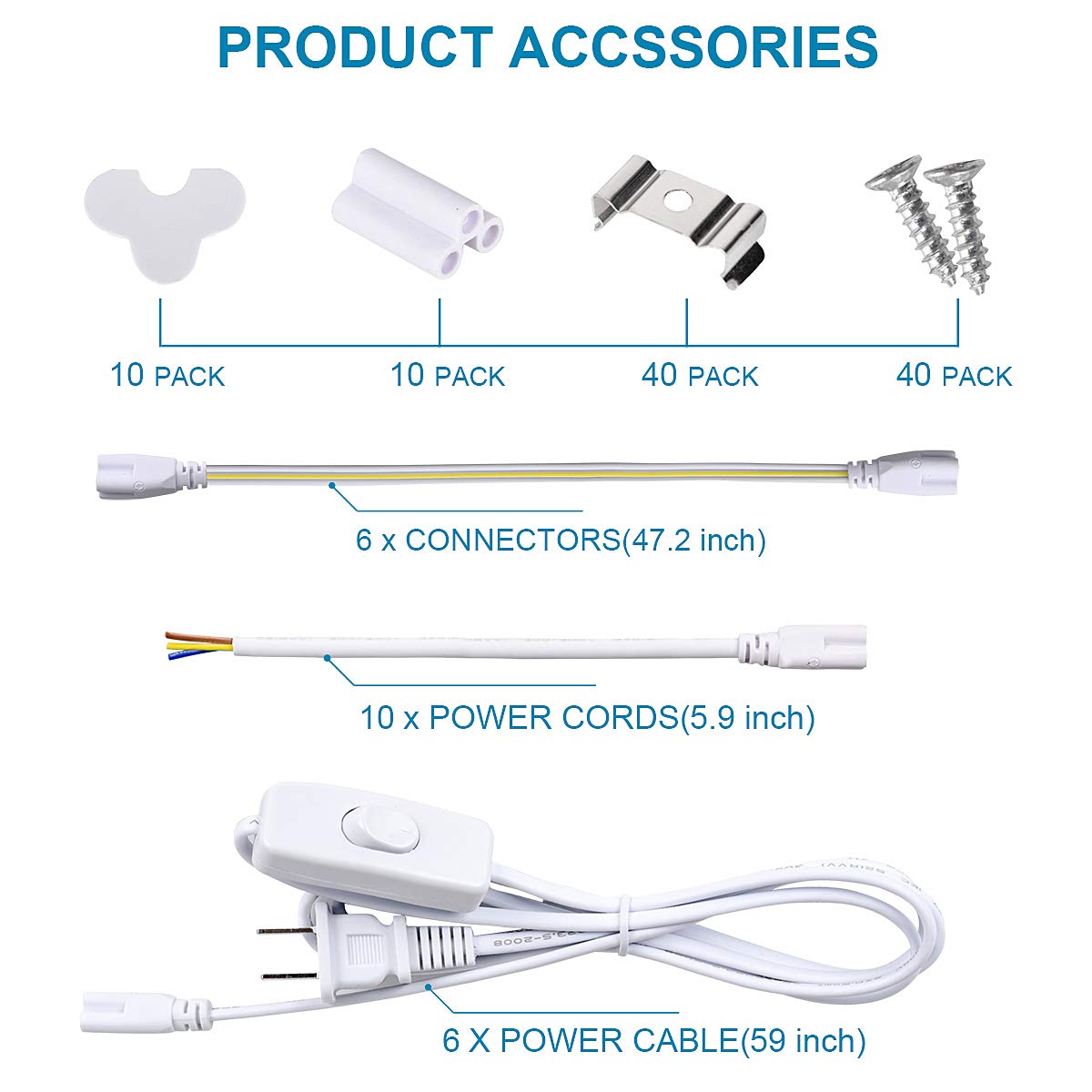 (10-Pack) 8ft LED Shop Light Fixture, 120W 19000LM 6000K, Cold White, V Shape, Clear Cover, Hight Output, Linkable Shop Lights, T8 LED Tube Lights, LED Shop Lights for Garage 8 Foot with Plug BSK.BESTKA