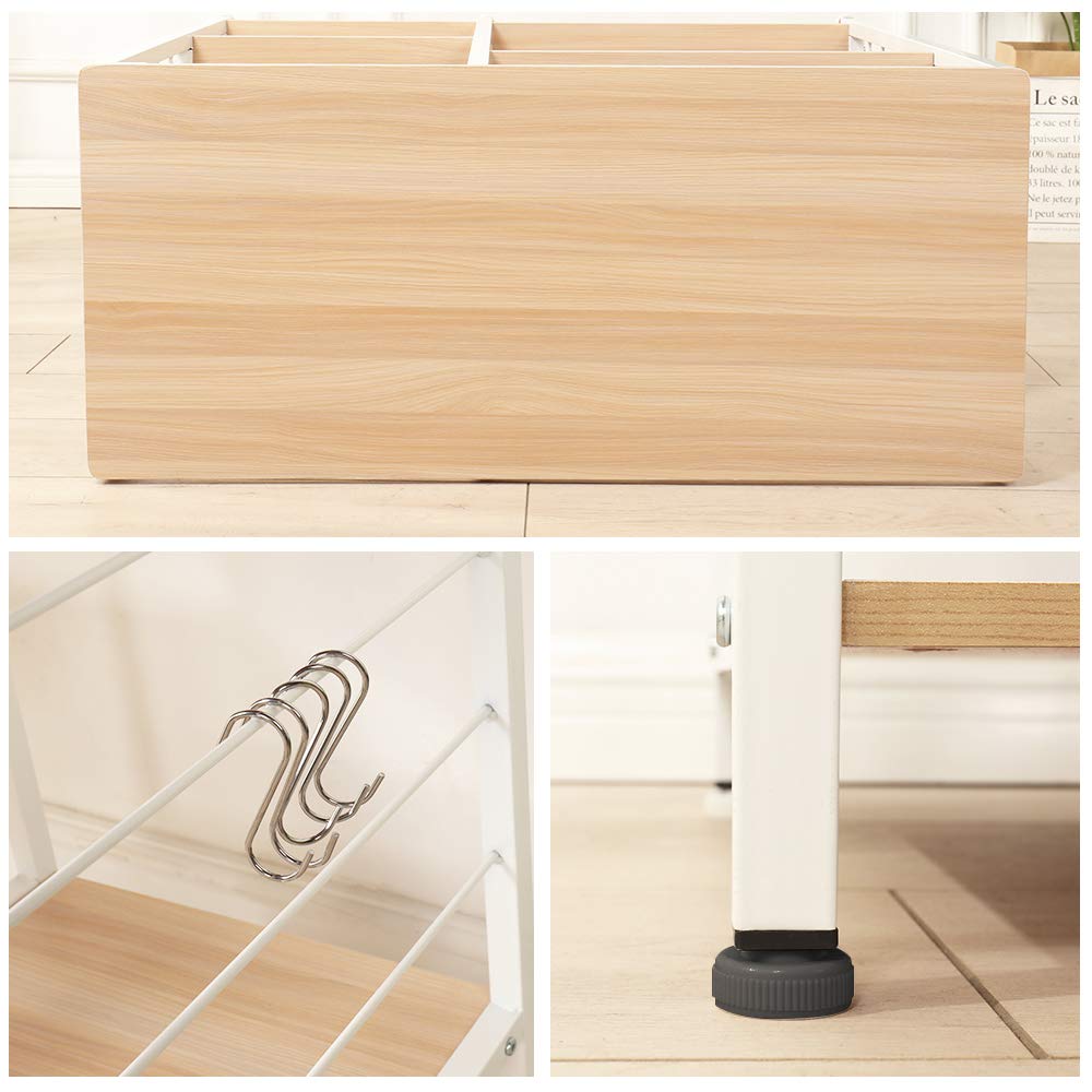 soges Microwave Cart Coffee Station, Kitchen Bakers Rack, Utility Microwave Oven Stand Storage Cart, Workstation Shelf, White Oak 172-MO soges