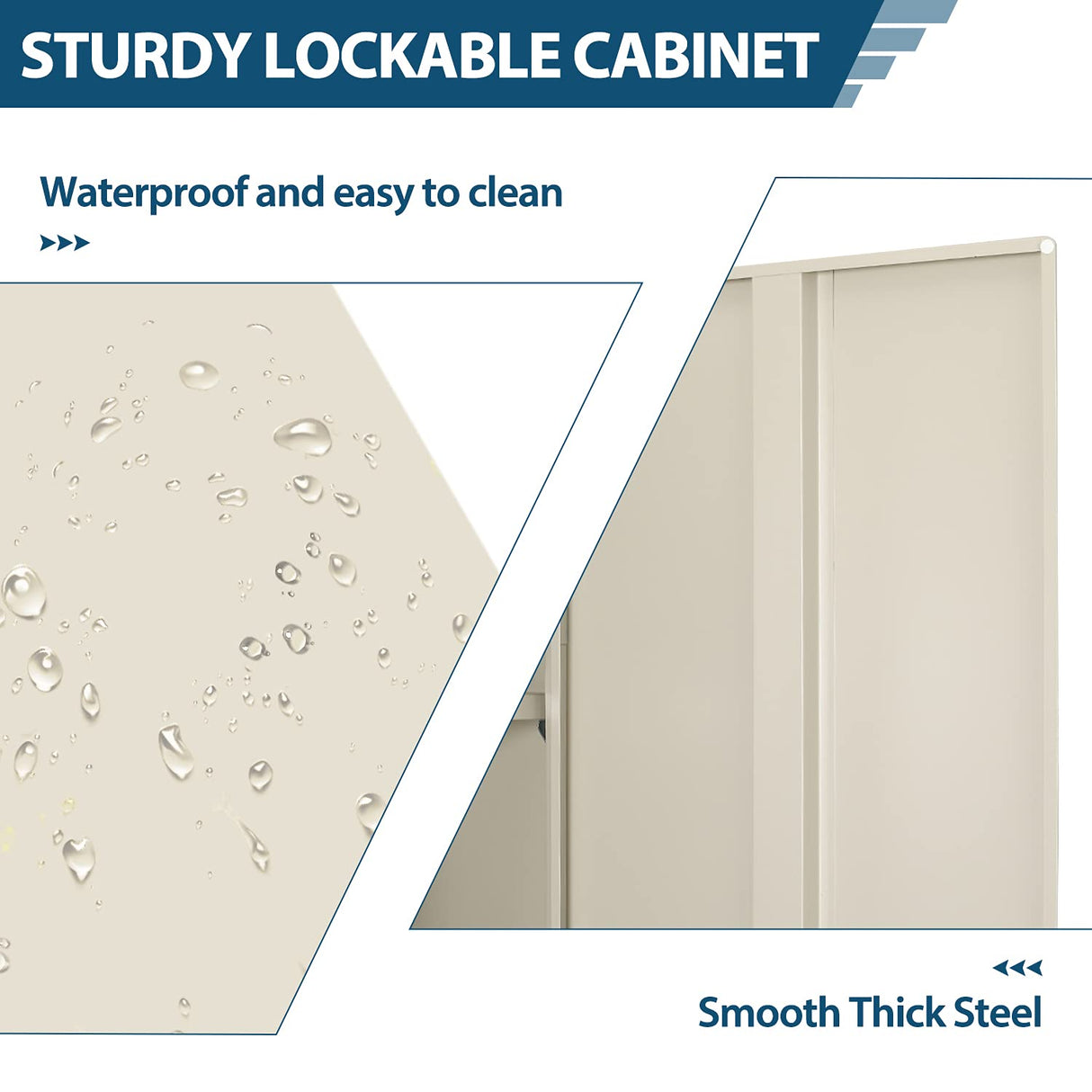 INTERGREAT Steel Storage Cabinet 42", Lockable Metal Storage Cabinet with 2 Doors Locking Counter Cabinet for Home Office (Grey) INTERGREAT