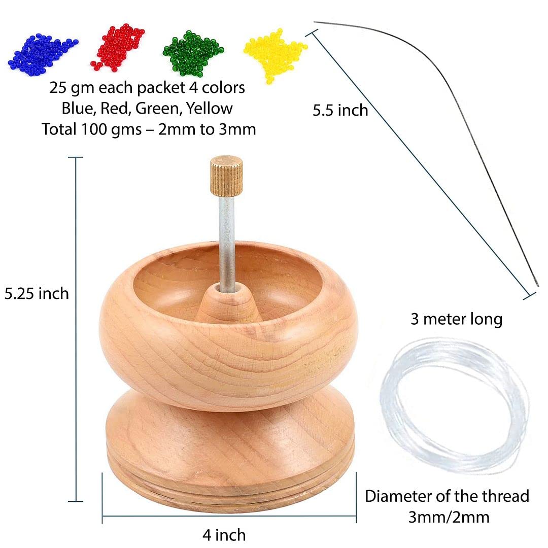 SHOP LC DELIVERING JOY Seed Bead Spinner Bowl - Wooden Bead Spinner for Jewelry Making with Seed Beads and Big Eye Beading Needle - Waist Kit Birthday Gifts for Womens SHOP LC DELIVERING JOY