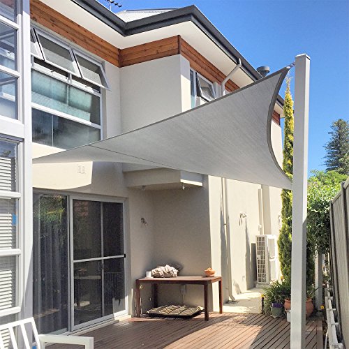 E&K Sunrise 8' x 18' Waterproof Sun Shade Sail Outdoor Rectangle Canopy Shade Cover UV Block for Pergola Patio Backyard Garden Deck (Light Gray) E&K