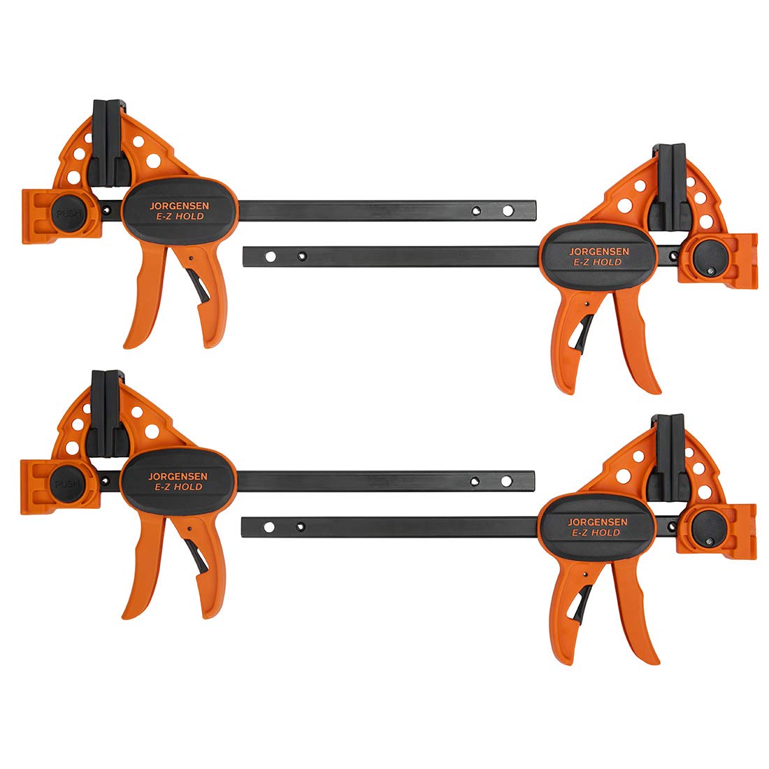 Jorgensen 6" Spreader/Bar Clamp Set, 4-pack,One-Hand Light Duty E-Z Hold Clamp/Spreader, 99216A,Black Orange Jorgensen