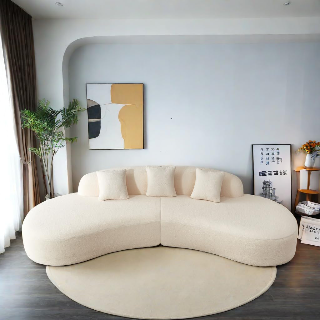 ChicFurnit Couch, Sectional Sofa, Modern Unique Curved Sectional Sofa Couch with 5 Seats, Comfy Couch for Living Room, Apartment & Office, Beige ChicFurnit