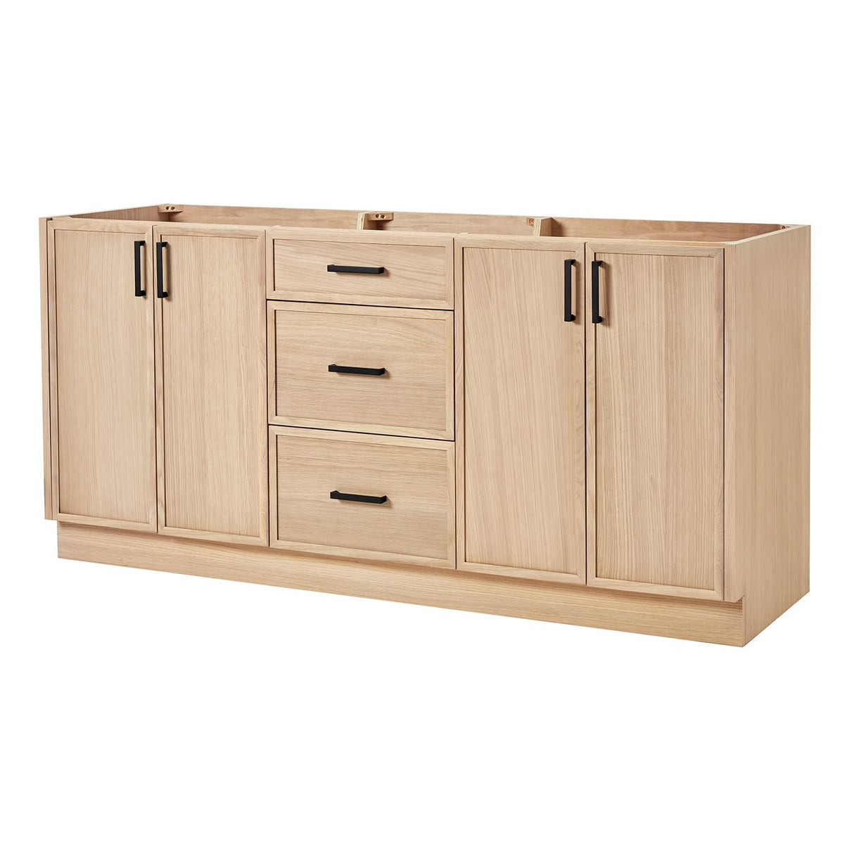 ARIEL Kelly 72 Double inch Bathroom Vanity Without Sink in White Oak, Bathroom Base Cabinet ARIEL
