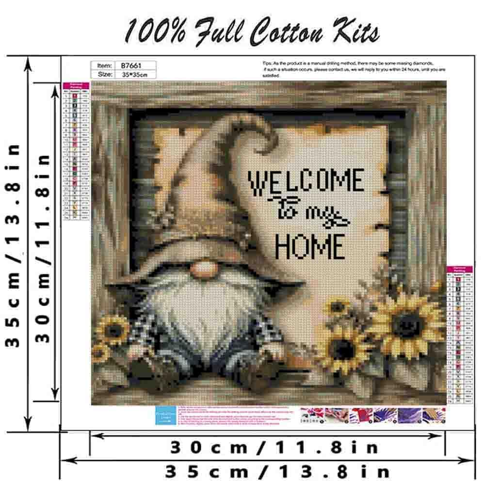 Gnome Cross Stitch Kits for Adults Beginner,Home Counted Cross Stitch Kits Printed Stitching Cute Patterns Dimensions Needlepoint Art Crafts Embroidery Kits for Adults Beginners DYAIANGMU