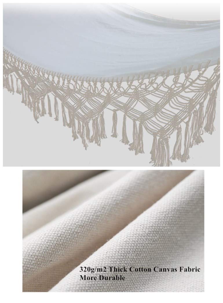 Hammock Brazilian Double Hammocks Soft Comfortable Fabric Cotton Canvas Hanging Portable Two Person Hammock Boho Fringe Large for Adults Backyard Travel KEREITH