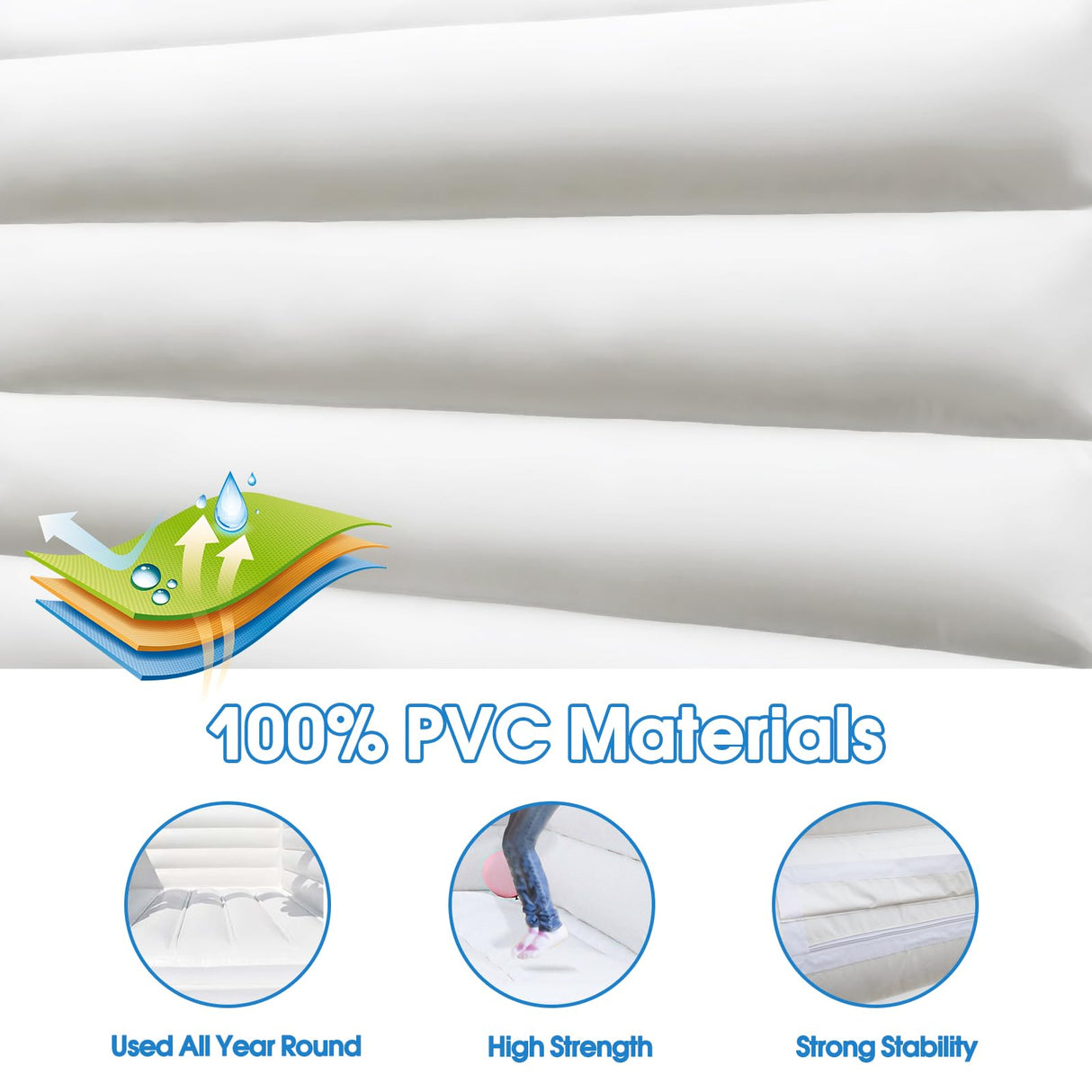 13FT *11FT*10FT White Bounce House Indoor & Outdoor, 2IN1 PVC Large Jumper Inflatable Bouncy House Castle with Blower Easy to Set up for Wedding, Birthday Party Gift with 2 Balls & Balloon Jinrrenyi