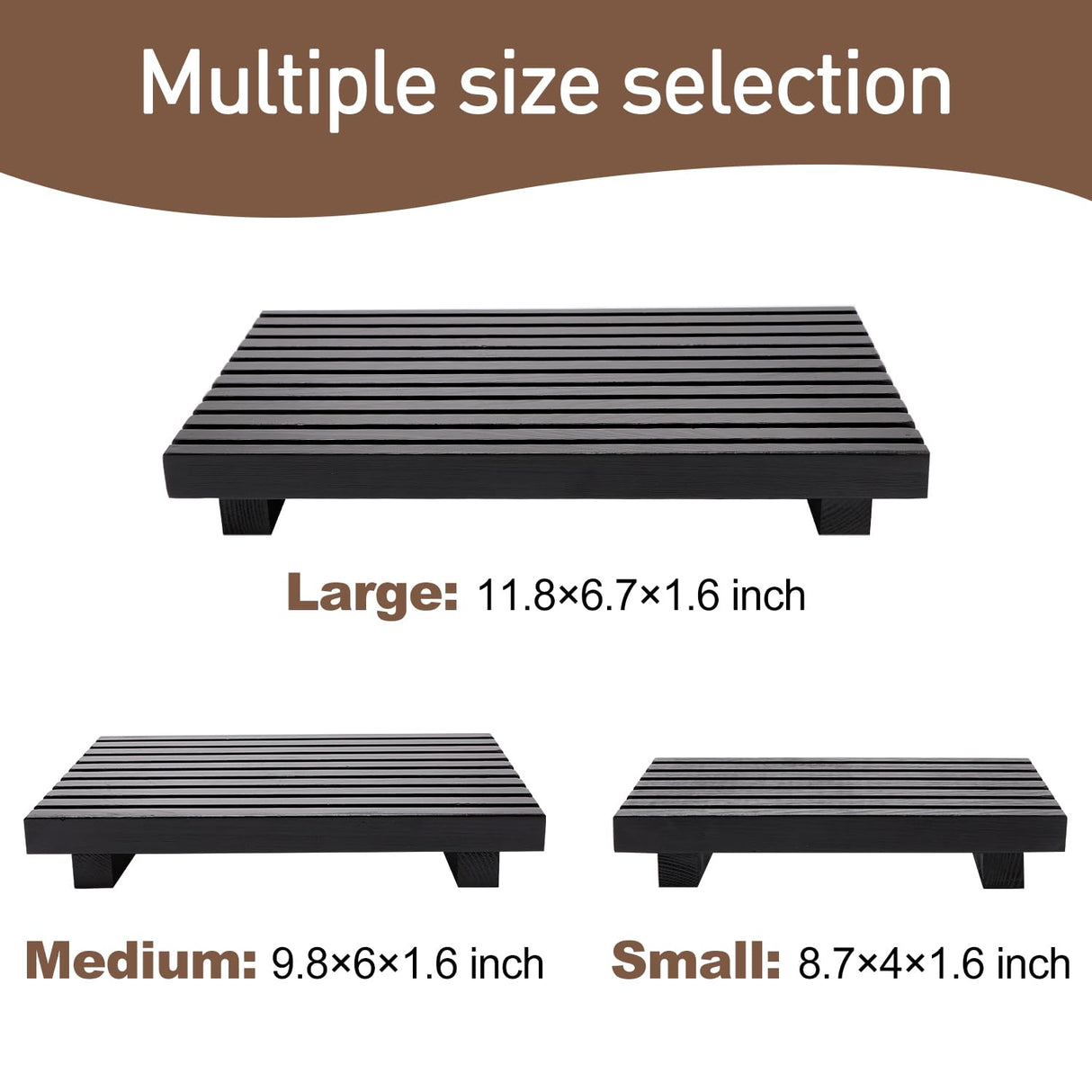 Small Black Bathroom Decor Tray for Counter Dish Soap Holder Wooden Pedestal Stand for Kitchen Sink Soap Dispenser Wood Risers Kitchen Accessories Countertop Vanity Counter Sponge Sink Tray Renawe