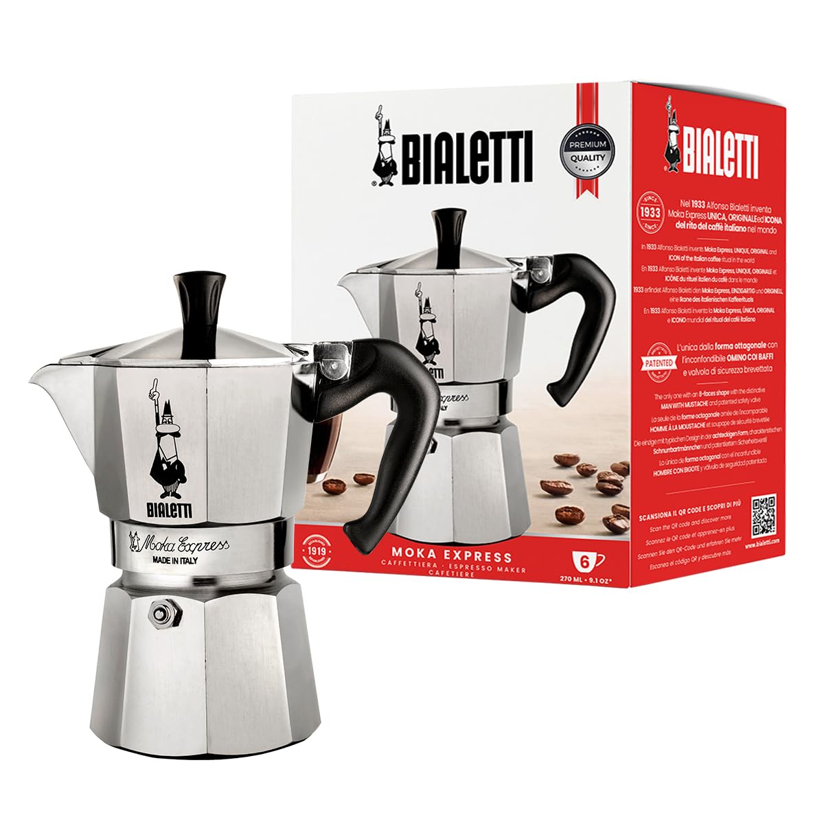 Bialetti Moka Express 6 Cup, 1 EA, silver, 6800, 06800 Bialetti