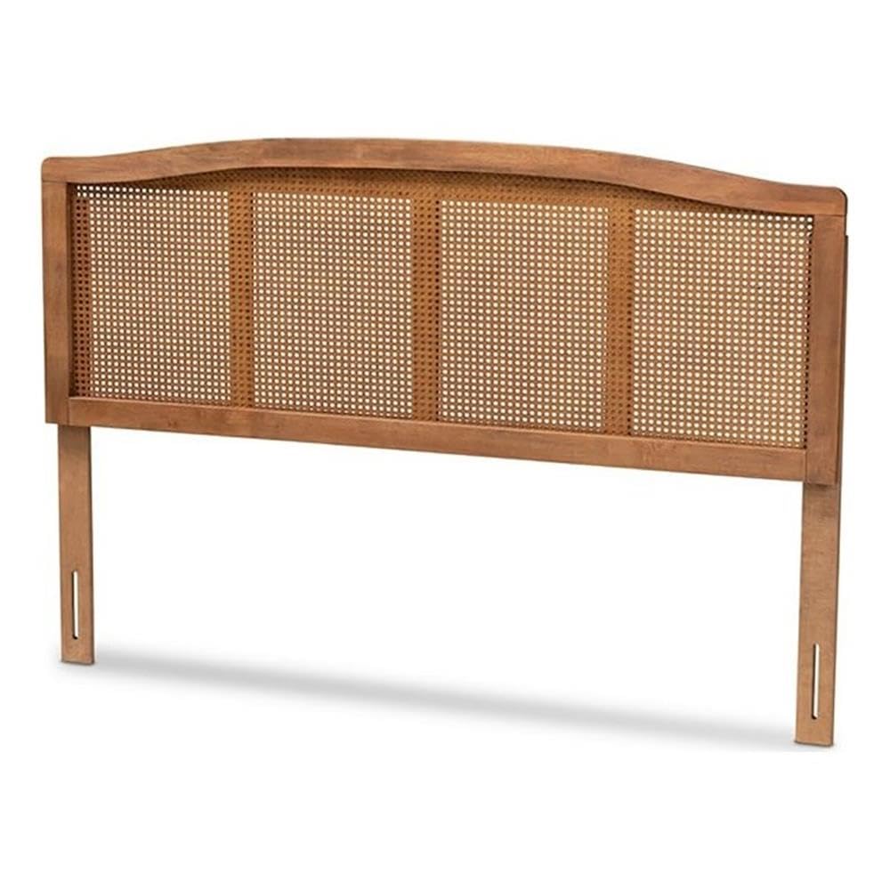 BOWERY HILL Modern Wood Queen Size Headboard with Woven Detailing in Brown BOWERY HILL