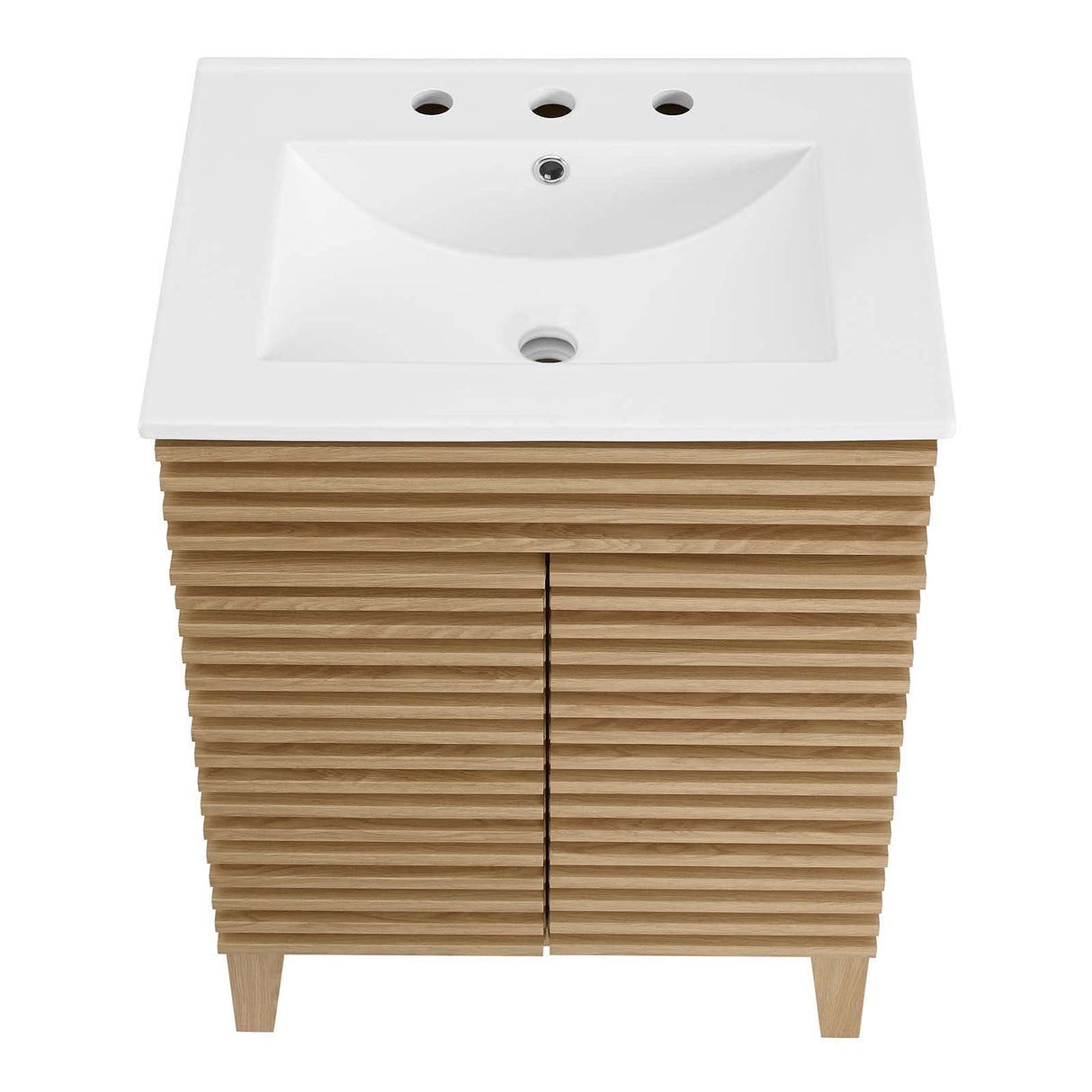 Modway Render Vanity Floor, 24 Inch, Oak/White Sink Modway